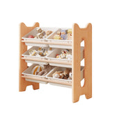 Organized children's toy storage rack with multiple shelves for easy toy sorting and accessibility